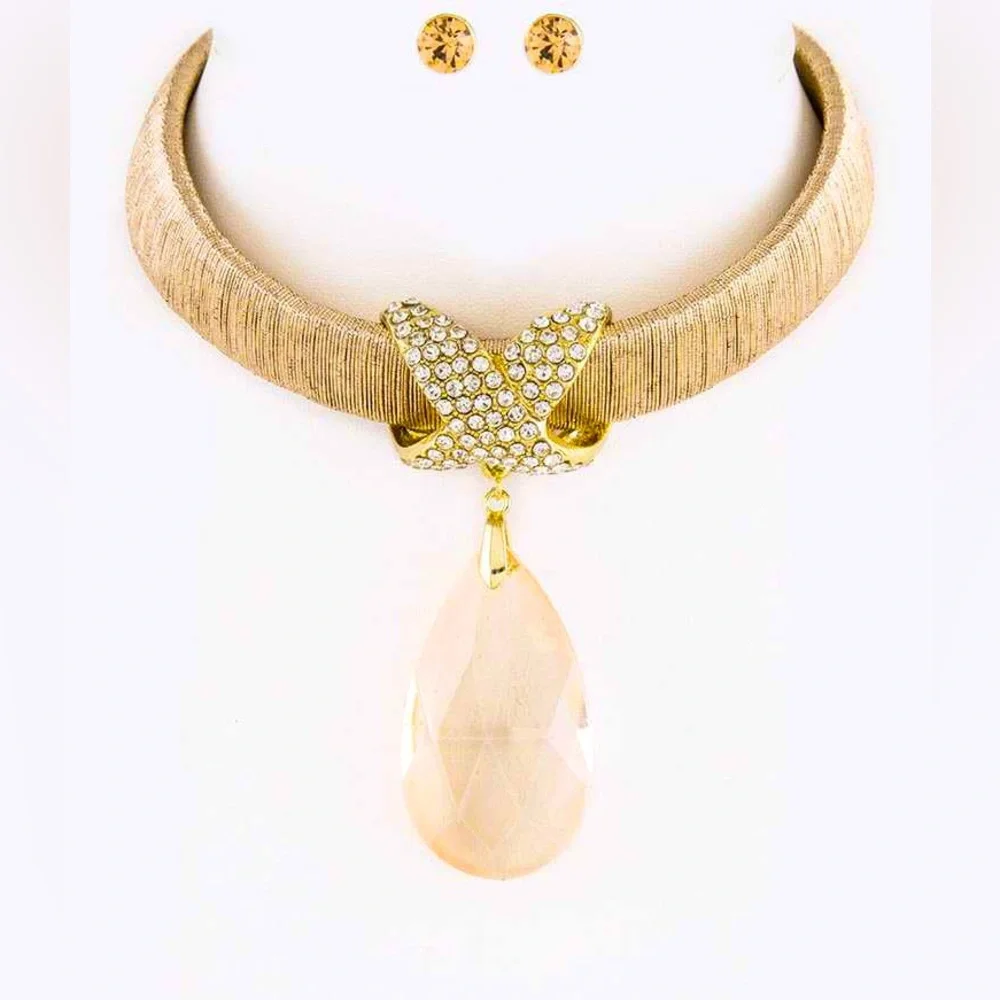 Gold & Topaz Choker Statement Necklace